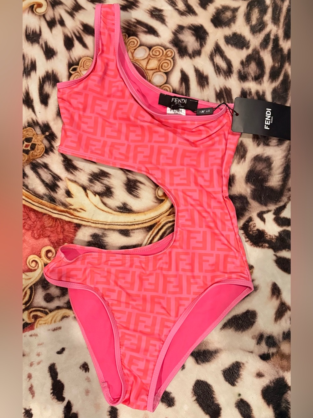 Fendi Hot Pink Cutout One-Piece with FF Monogram